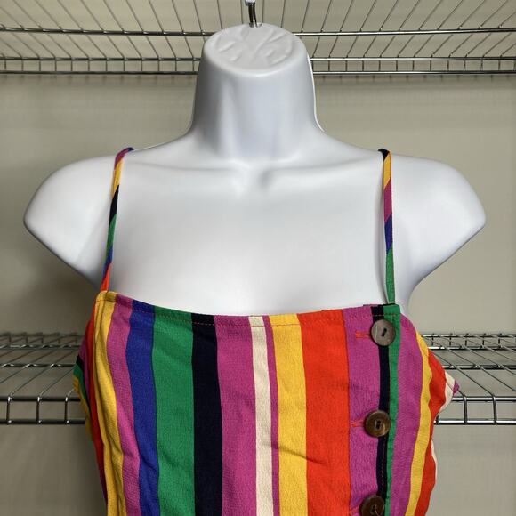 Pride Women's Rainbow Striped Cropped Top Size M Parade Vibrant Gay Forever 21 - Picture 8 of 12